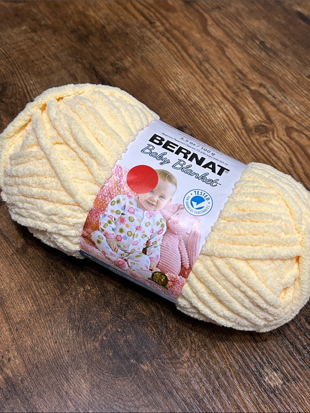 Bernat Baby Blanket Plush Yarn - Soft Pale baby Yellow crochet knit grandma